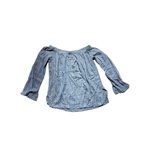 Anthropologie Cloth & Stone Brand Gray/White Striped Flannel off shoulder - XS